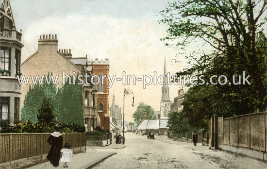A view from Church Hill towards the High Street, Walthamtow, London. c.1906